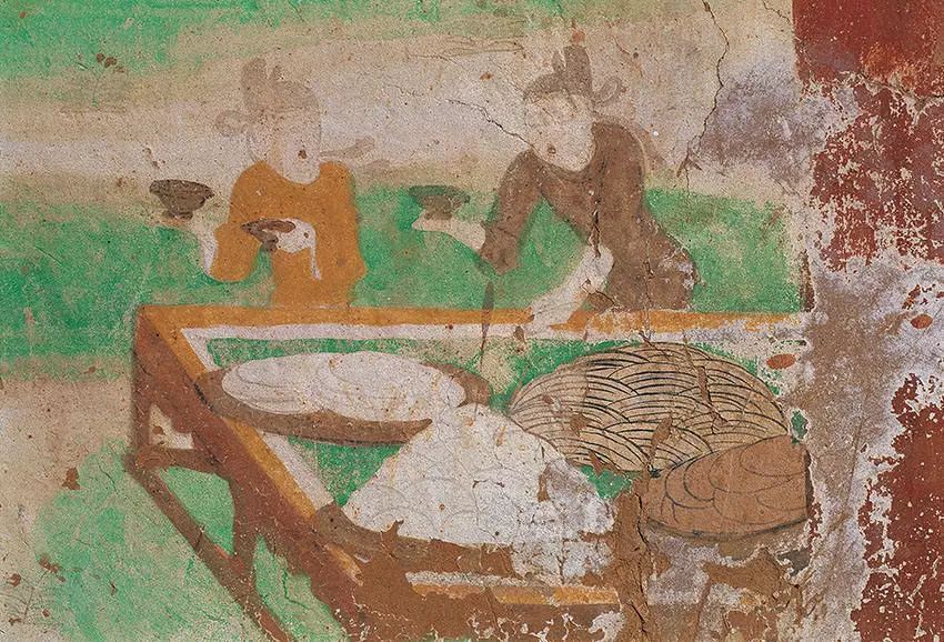 ▲莫高窟159窟斋僧图