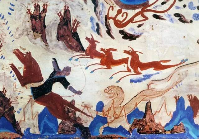 ▲莫高窟第249窟的狩猎图