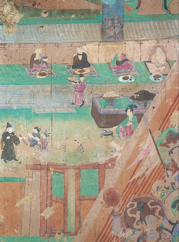 ▲莫高窟236窟斋僧供养图