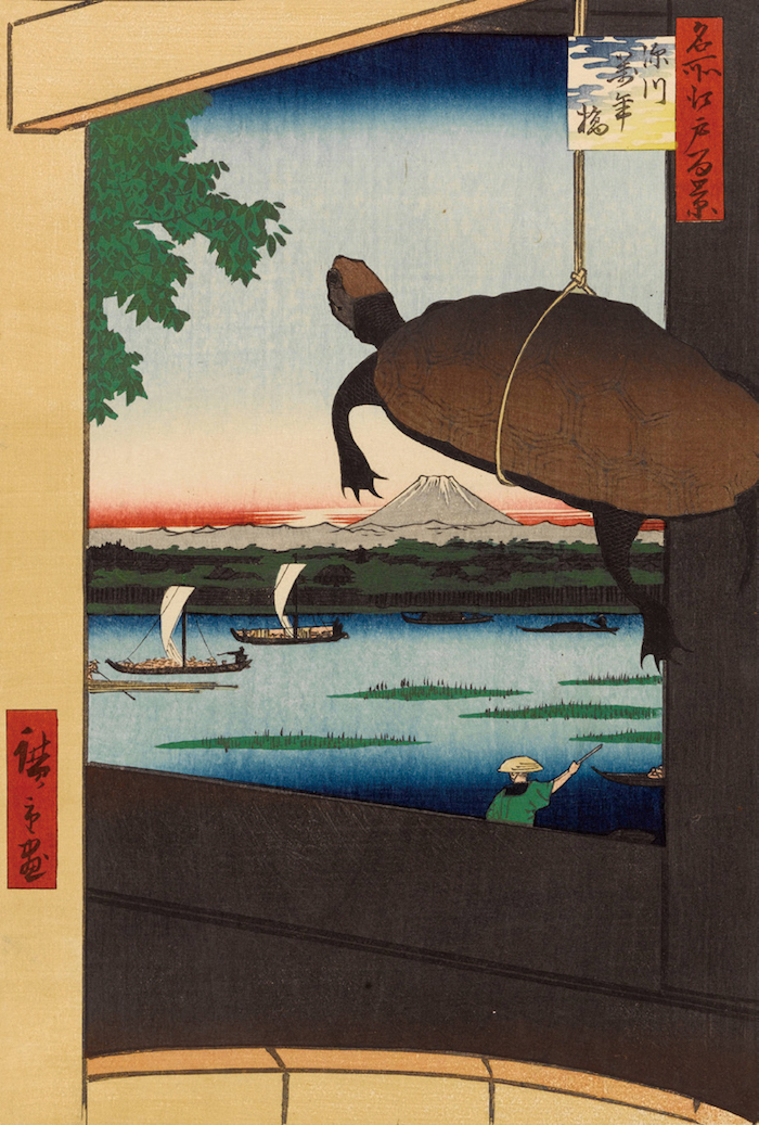 《深川万年桥》,歌川广重,1857年,此图为《名所江户百景》系列之一,静冈市东海道广重美术馆藏