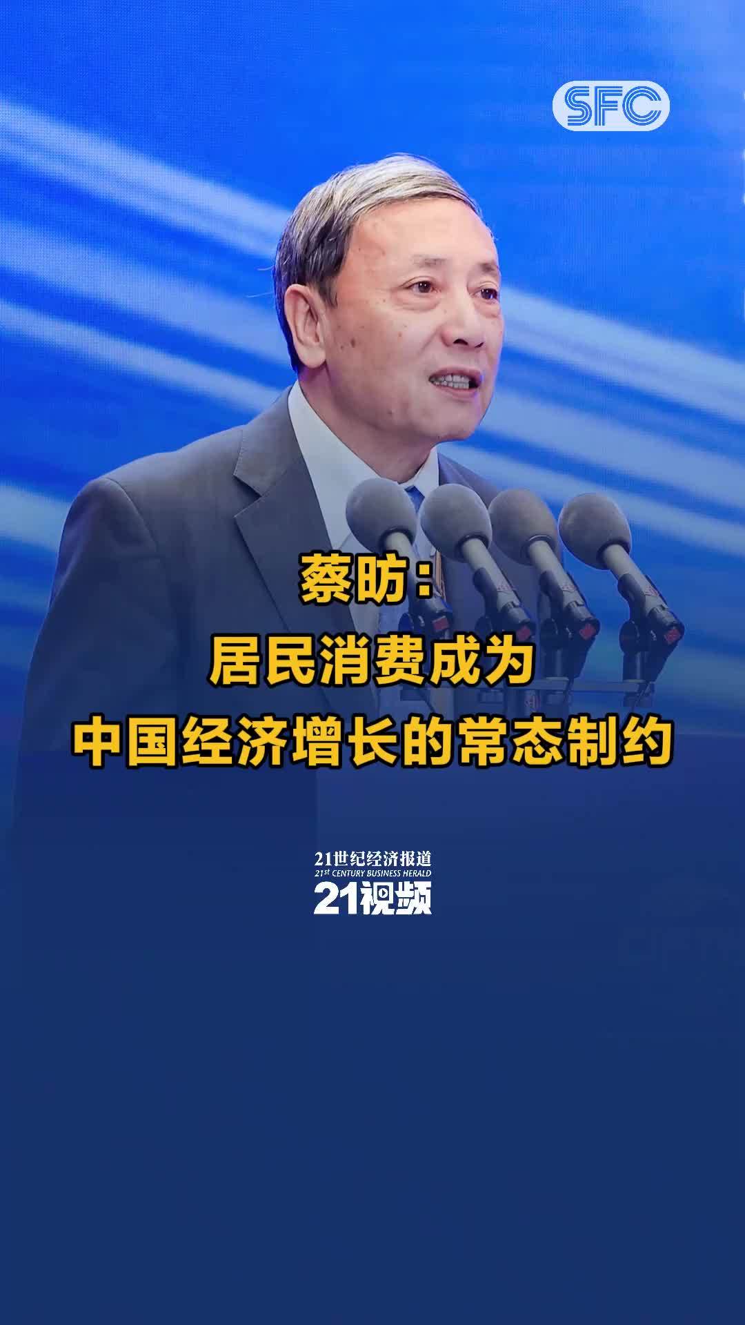 蔡昉：居民消费成为中国经济增长的常态制约