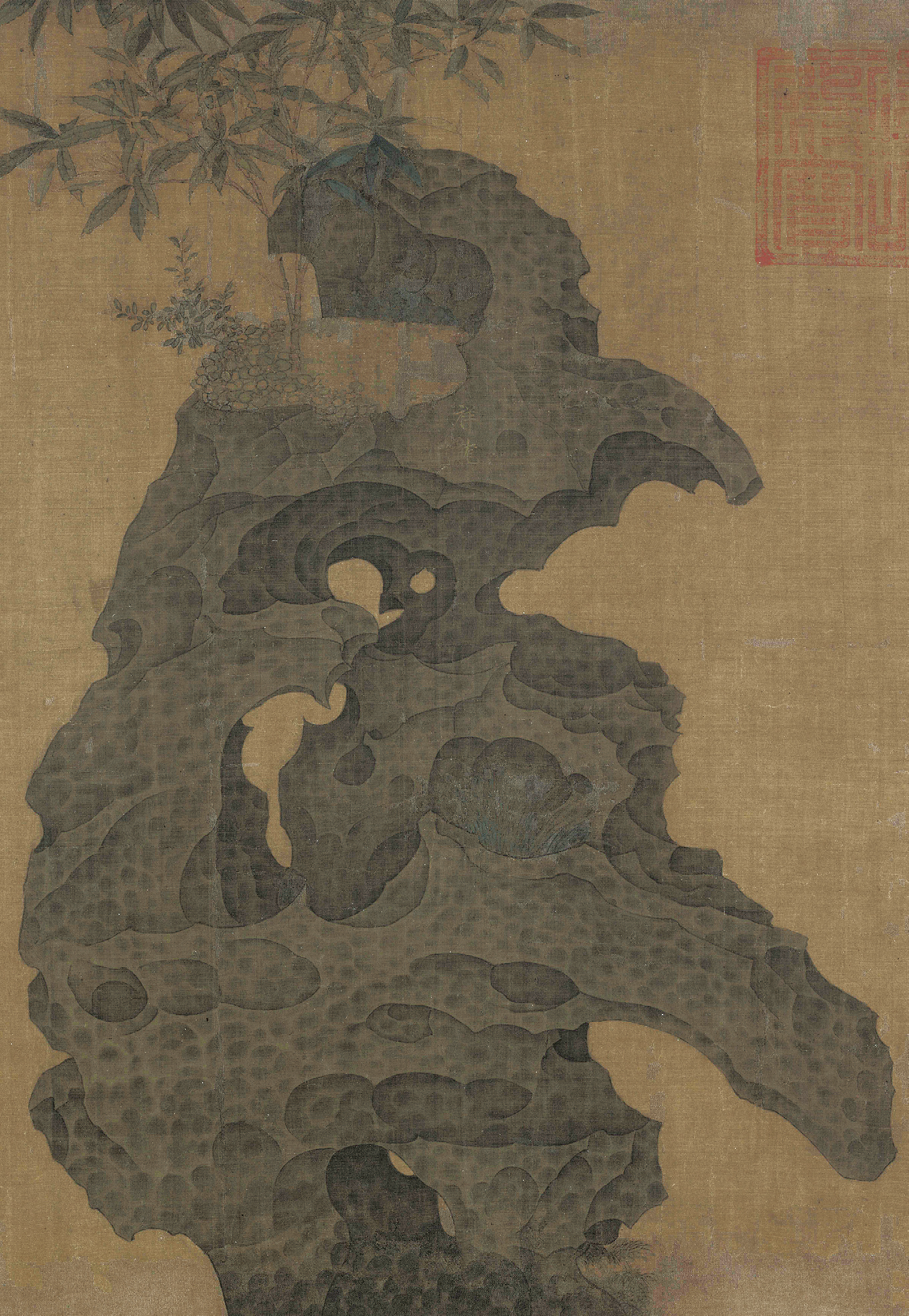 (宋) 赵佶 祥龙石图 (局部) 绢本设色 纵53.9厘米 横127.8厘米 故宫博物院藏