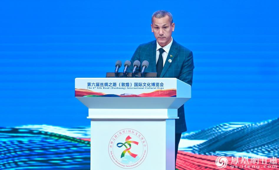 主宾国土库曼斯坦国家代表、代表团团长古尔巴诺夫·巴以拉穆拉特致辞 杨艺锴 摄