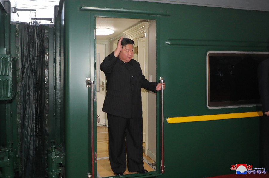 9月10日，金正恩乘专列从平壤启程前往俄罗斯，图源：朝中社