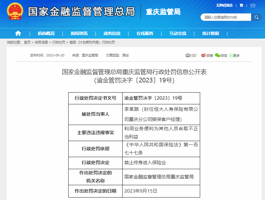 恒大人寿重庆分公司及其关联主体编制虚假资料同日被开6张罚单