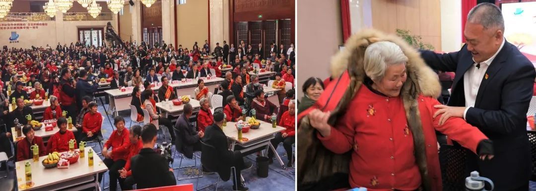 每年重阳节为老人发放福利、衣物、生活用品,共联欢、举办百叟宴