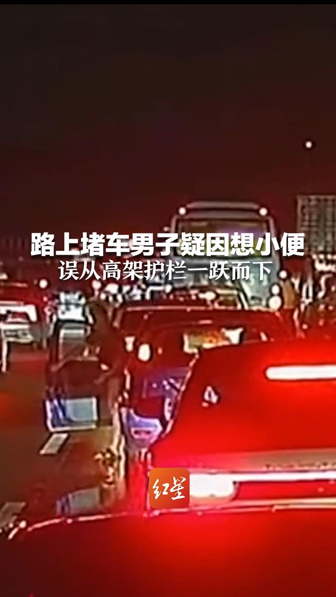 路上堵车男子疑因想小便 误从高架护栏一跃而下