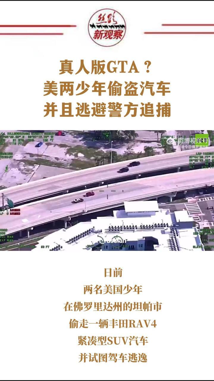 真人版GTA？美两少年偷盗汽车并逃避警方追捕  #美国