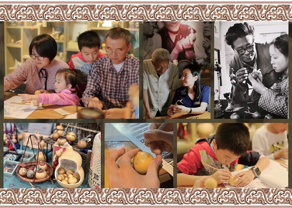 ▲四代传承，兰州刻葫芦阮氏葫芦吸引更多人体验非遗技艺。受访者供图