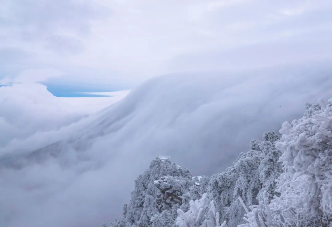 江西廬山風景區出現雪后瀑布云。新華社發（秦永言 攝）