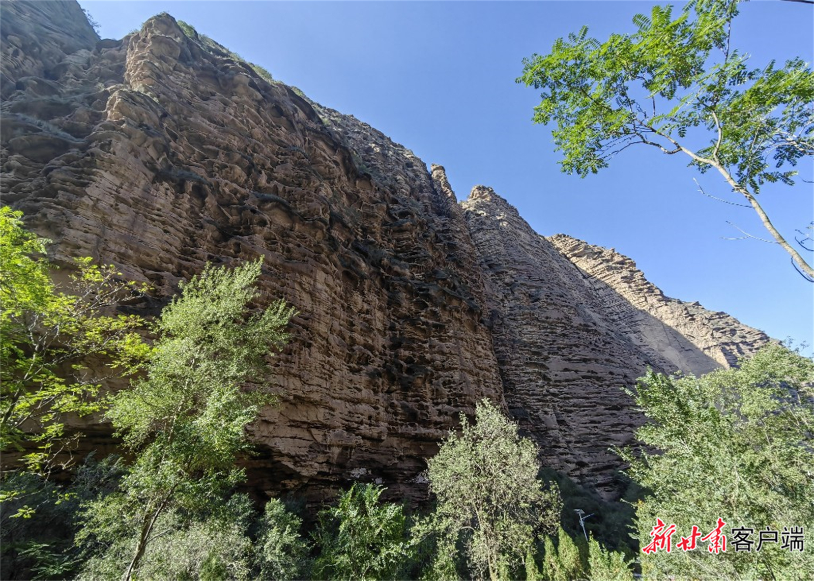 岗沟峡谷佛龛状洞穴　图片均由新甘肃·甘肃日报记者　王朝霞　摄