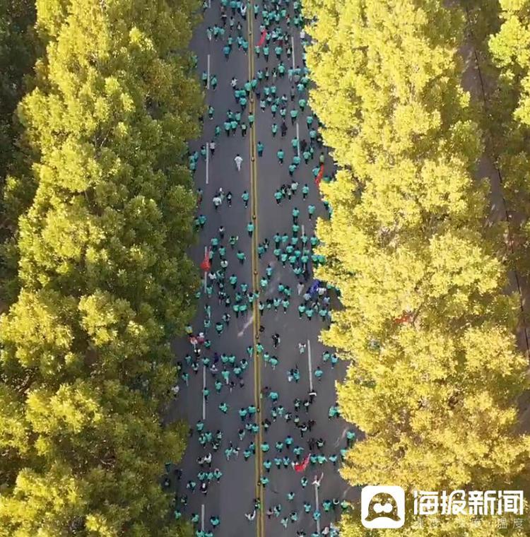 10月15日,2023菏泽(东明)“旭阳杯”黄河生态马拉松赛在东明黄河国家湿地公园鸣枪开跑。徐嘉辉航拍
