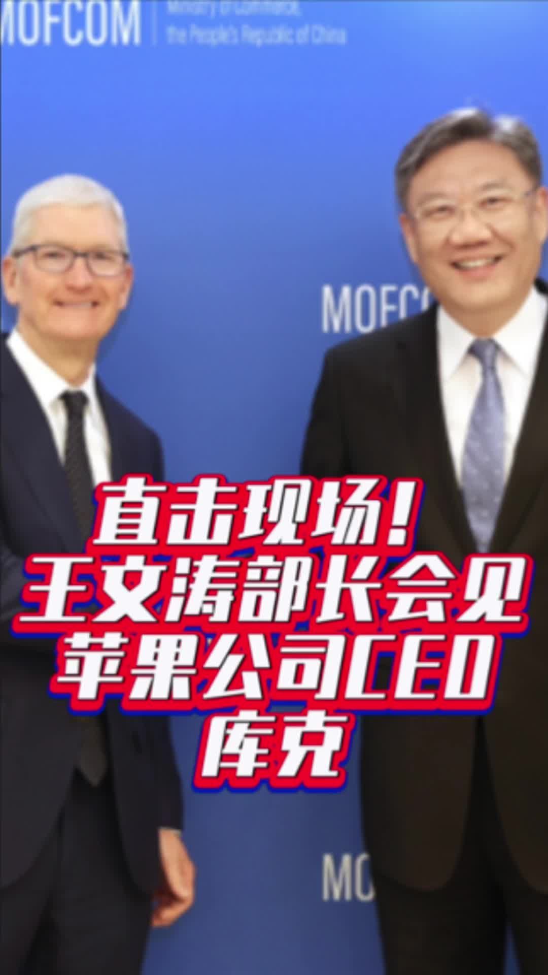 直击现场！王文涛部长会见苹果公司首席执行官库克#国是论坛