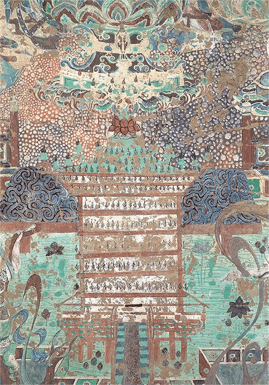 ▲药师经变中的灯楼 图片来自莫高窟官方微博