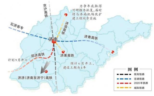 (济南市政府新闻办网站上的“米”字型高铁规划图)
