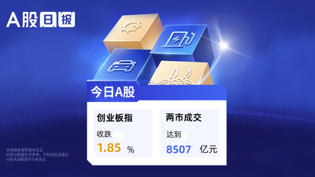 A股收盘 | 创业板指跌1.85% 两市近4000股下跌