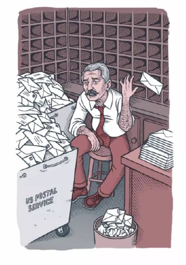 △1921 年—1924 年，威廉 · 福克纳担任邮政局长，但被人当场发现（并且不止一次）他将邮件扔进垃圾桶后，他失去了那份工作。