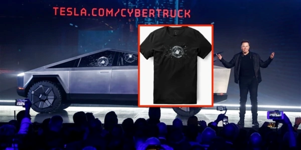 ▲Cybertruck发布“翻车”后,特斯拉官方自黑推出文化衫