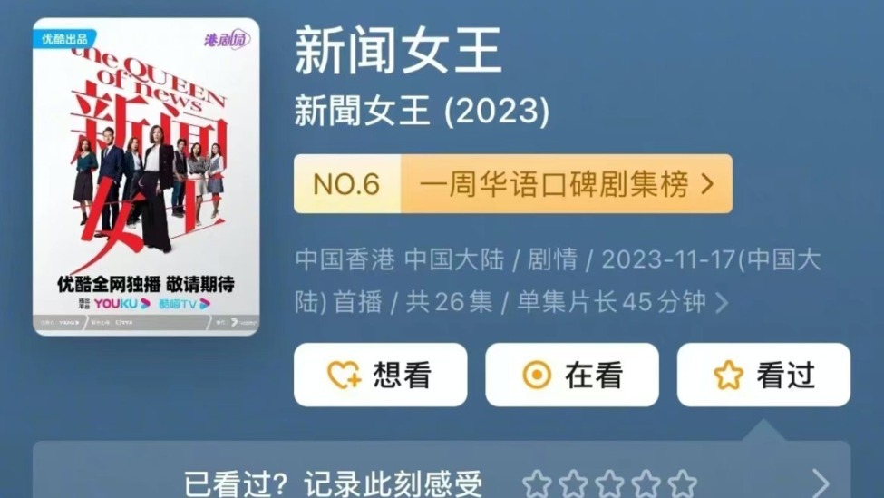 佘诗曼“归巢”豆瓣8.2《新闻女王》能帮TVB扳回一城吗？
