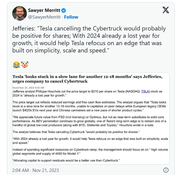 ▲国外分析师评价Cybertruck