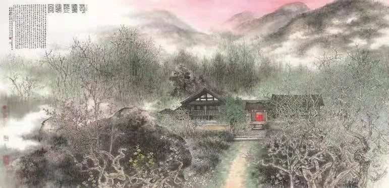 萧晖荣作《苟壩晨曦图》。