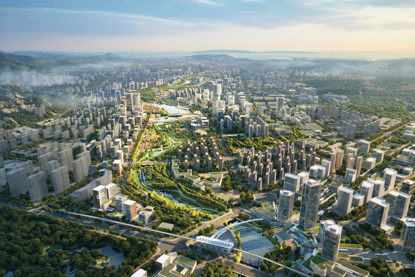 张村河两岸区域城市设计效果图