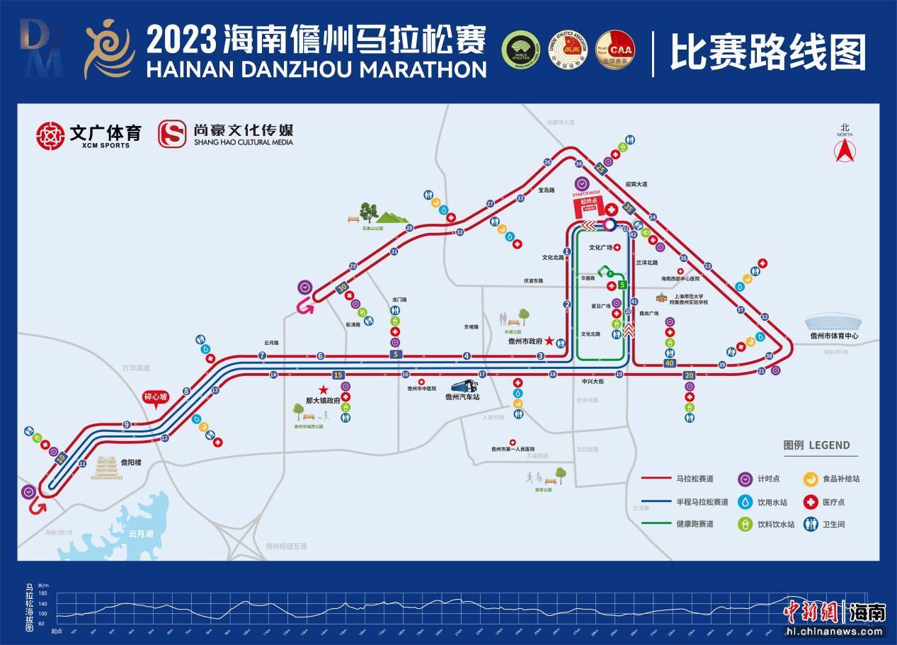 2023海南儋州马拉松赛比赛路线图。组委会供图