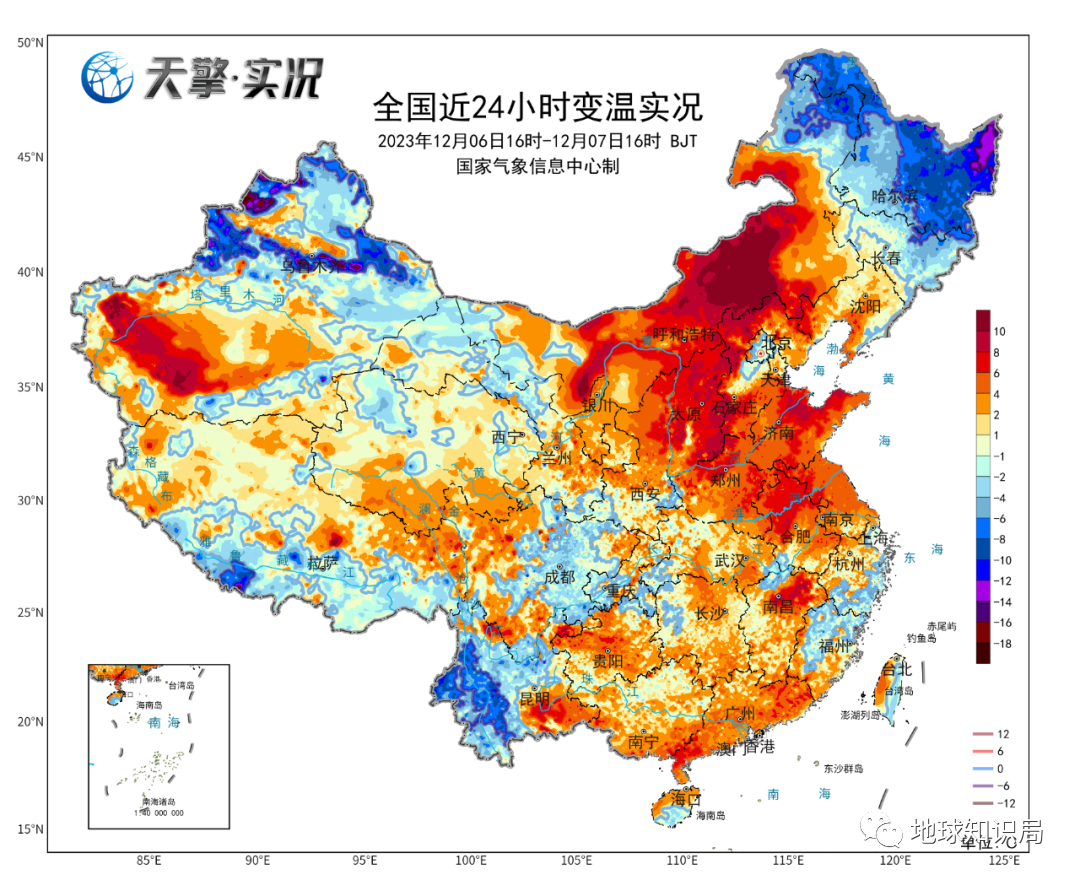 前几日，北方不少地方有了一种回到秋天的错觉（图：天擎-实况）