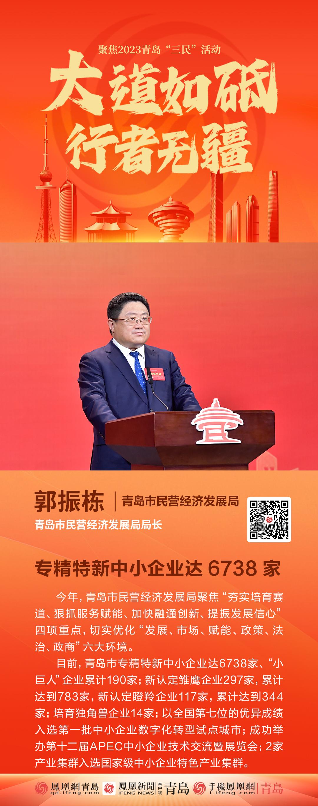 青岛市民营经济发展局局长郭振栋：专精特新中小企业达6738家