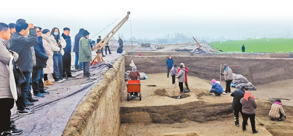 12月12日，专家们到淮阳朱丘寺遗址实地考察。记者 李昊 摄