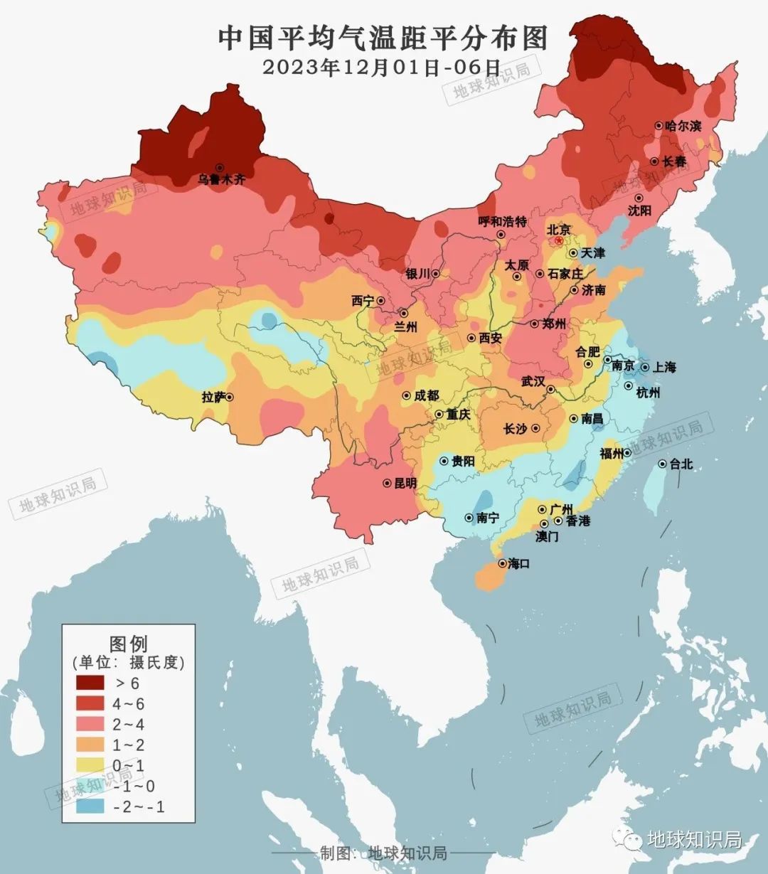 比如在这两次冷空气来袭前，可以看到全国大部偏暖