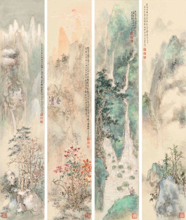 萧晖荣《南韵北调》小品四条屏
