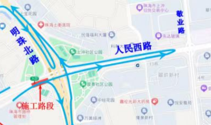 珠海人民西路交明珠路节点新建跨线桥 27日起部分路段封闭施工凤凰网广东_凤凰网