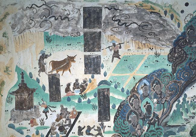 ▲西千佛洞23窟 雨中耕作图