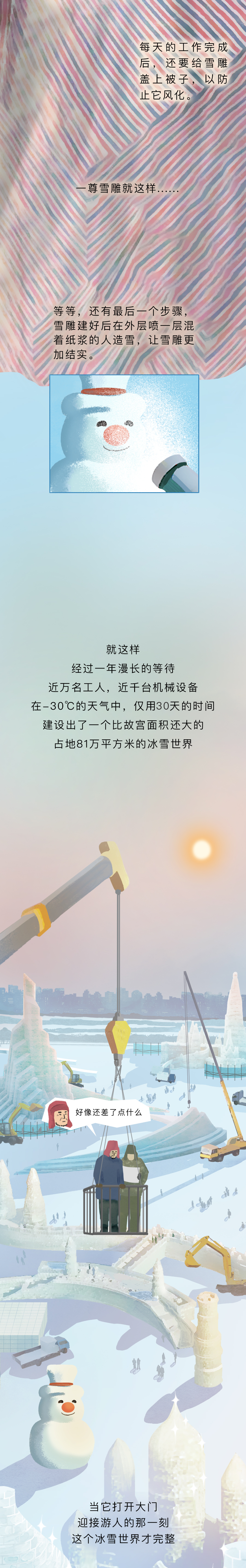 大鱼漫画丨面积比故宫大，如何在30天内建成？揭秘哈尔滨冰雪大世界