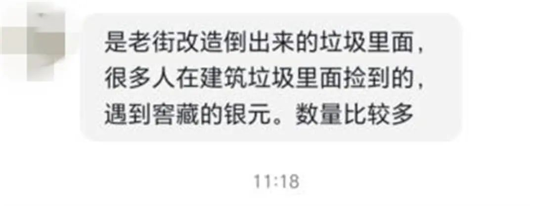 杨先生称现场确实有人挖出了银元（聊天截图）