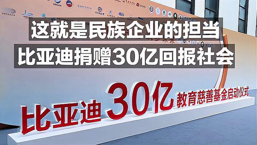 这就是民族企业的担当，比亚迪捐赠30亿回报社会