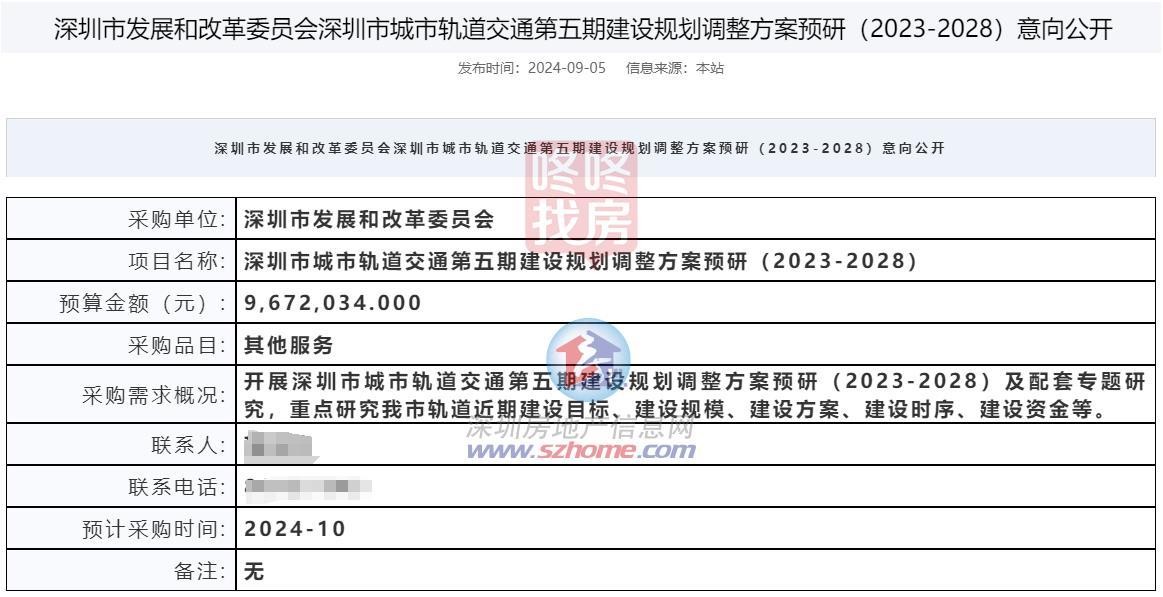 深圳地铁五期调整要来了，方案预研中标公示！5期涉11条路线