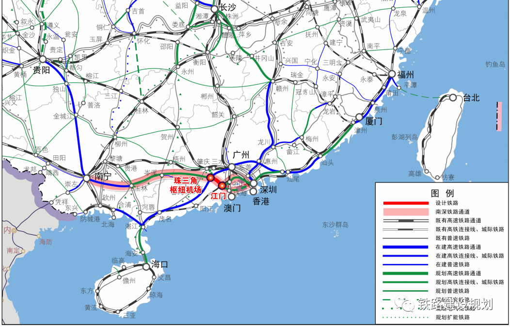 珠三角枢纽机场至桂粤省界段线路示意图