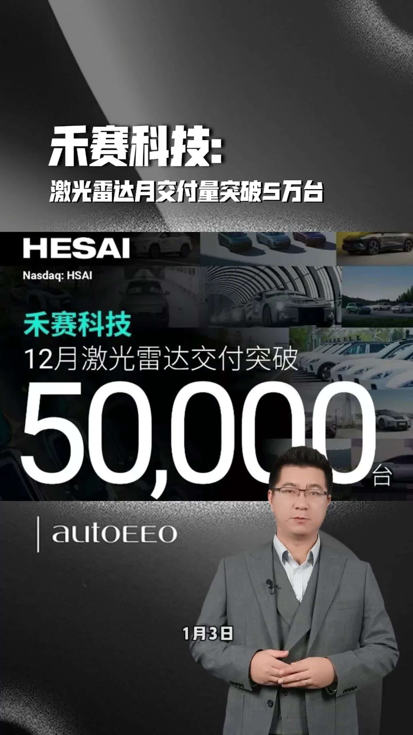 禾赛科技激光雷达月交付量突破5万台