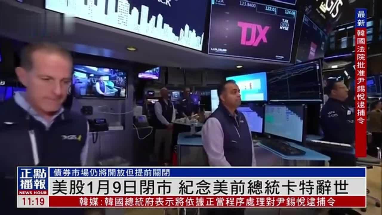 美股1月9日闭市 纪念美国前总统卡特辞世