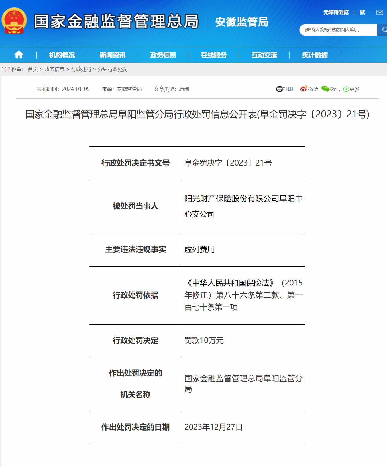 给予合同外利益、虚列费用 安徽两保险公司共被罚17万元