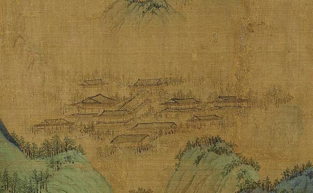 《千里江山图》中在山坳中隐约可见的寺。作者供图