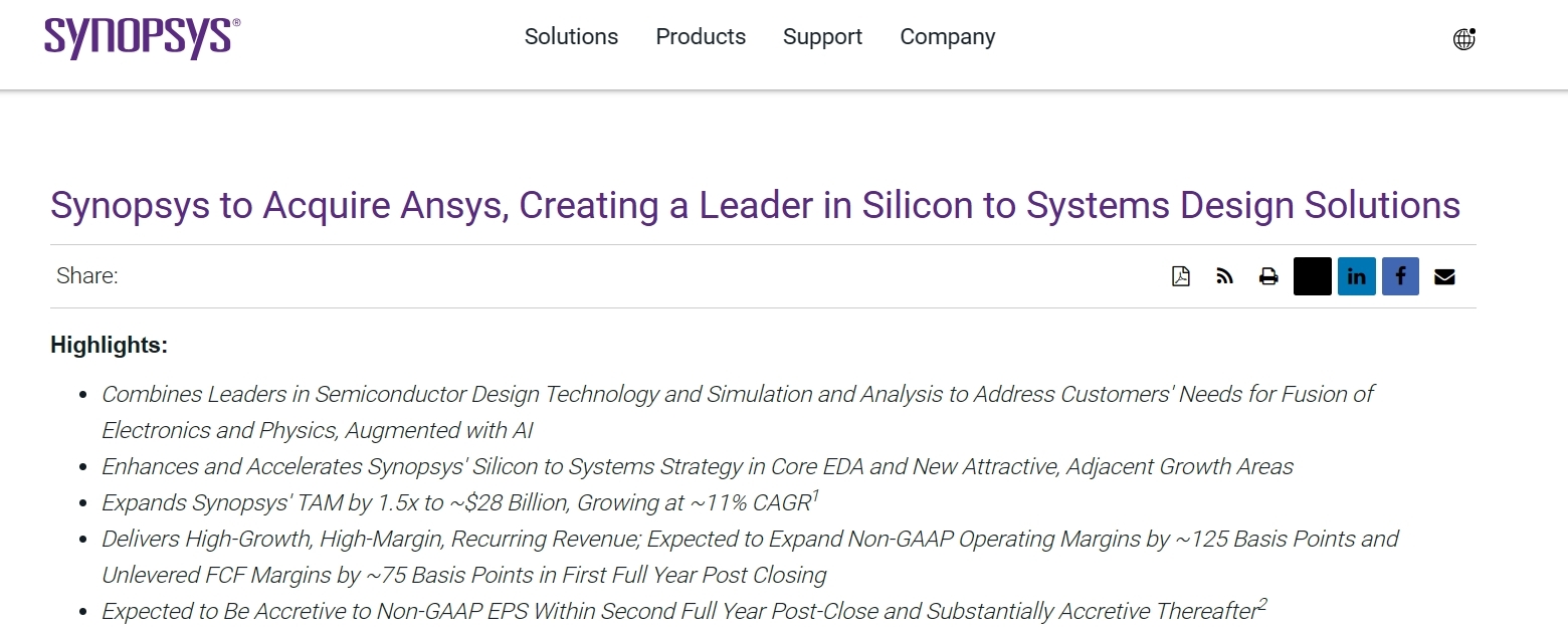 又一家软件巨头诞生了！芯片设计软件制造商以350亿美元收购Ansys_凤凰网