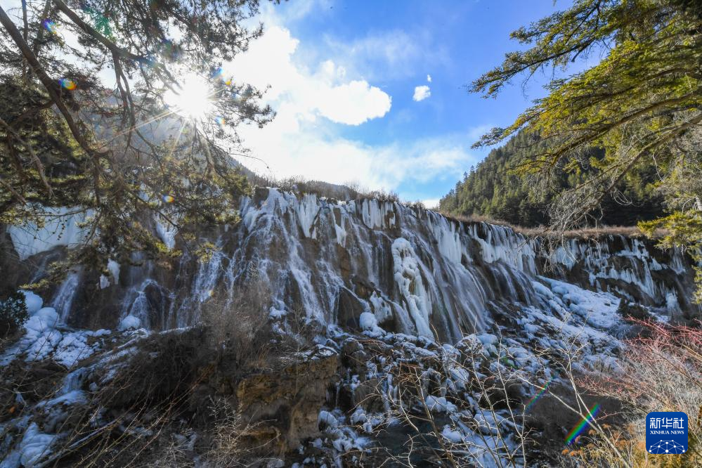 这是1月4日在四川省九寨沟风景名胜区拍摄的诺日朗瀑布形成的冰瀑景观