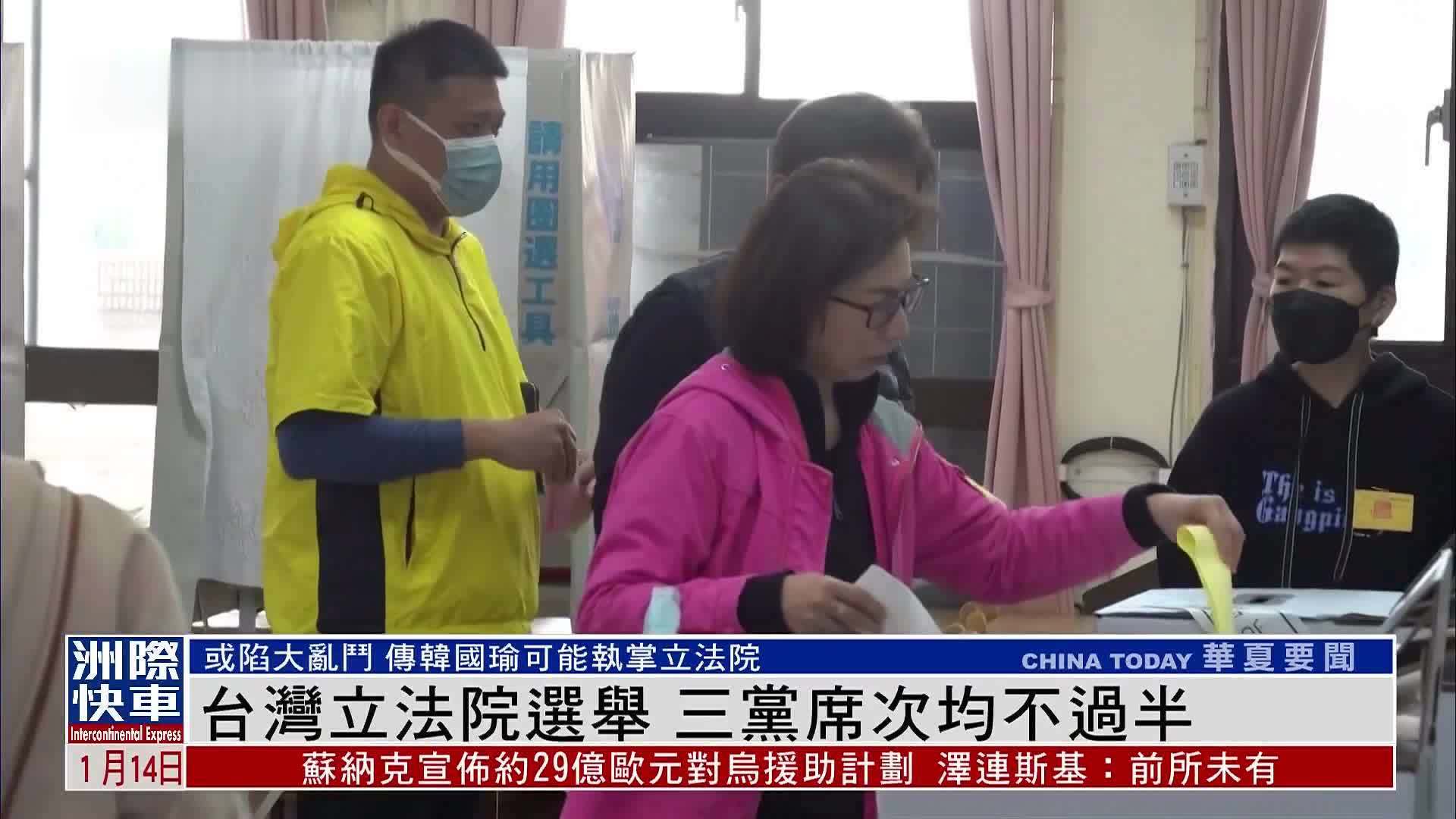 台湾立法院选举 三党得票暂不过半
