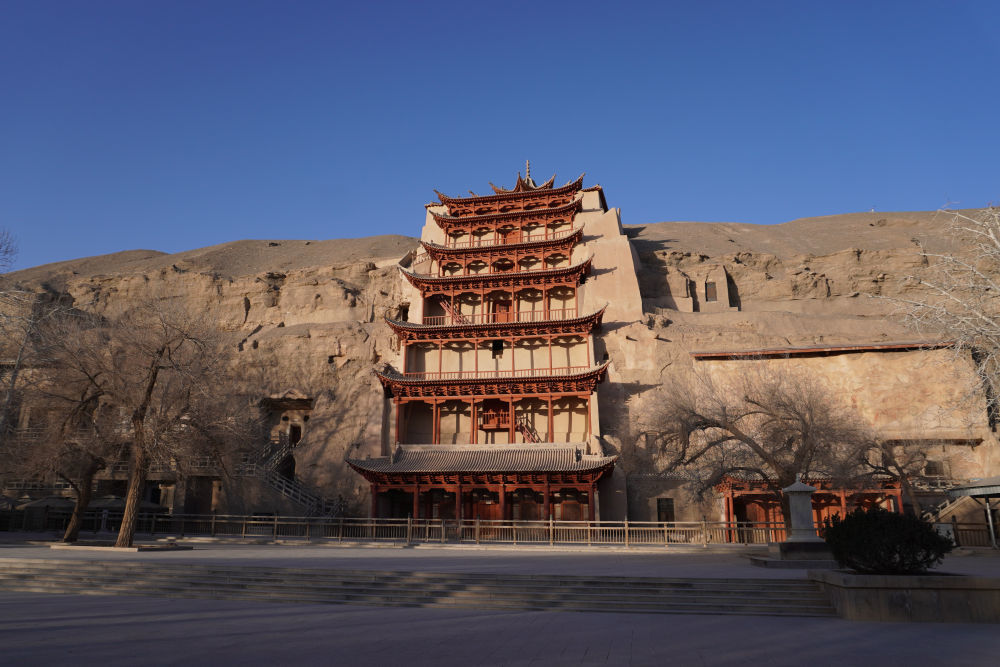 这是2024年1月22日拍摄的甘肃敦煌莫高窟　新华社记者　马希平　摄