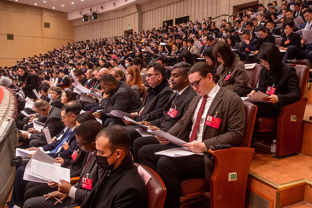 图为湖北省第十四届人民代表大会第二次会议开幕会现场。新华社记者 伍志尊 摄
