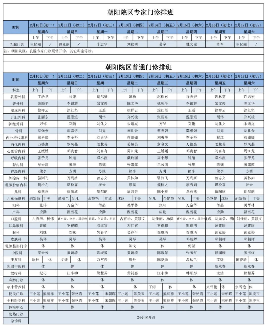 南昌市市直各医院2024年春节假期门诊安排