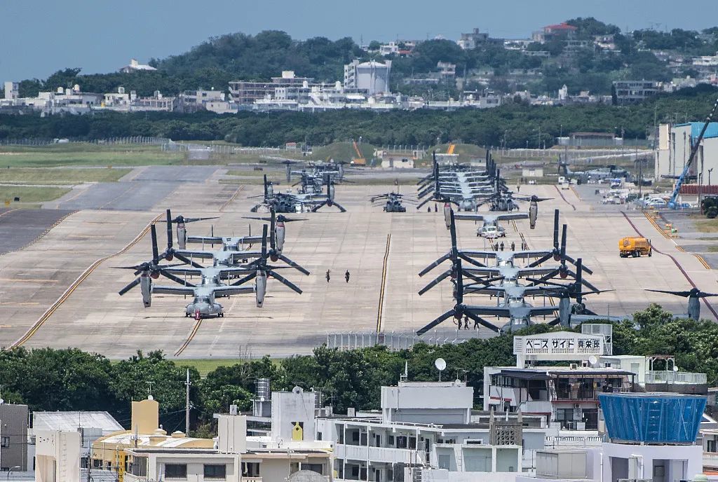 日本冲绳，驻日美军普天间基地 资料图 图源：视觉中国